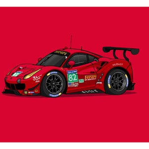 Ferrari 488 GTE Prints // Made to Order // Giclee Prints // Ferrari Illustrations // Gifts for Car Lovers // Gifts for Kids