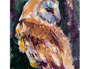 Barn Owl Painting Bird Original Oil Painting
