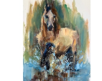 Original Oil Horse Painting: Western Cowboy Art