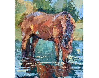 Impasto Oil Painting: Western Horse Art, Cowboy Decor