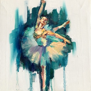 Ballerina Painting Original Art Ballet Dancer Oil On Canvas Painting by ViktoriiaArtStore