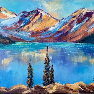 Impasto Oil Painting: National Park Mountain Canvas Art