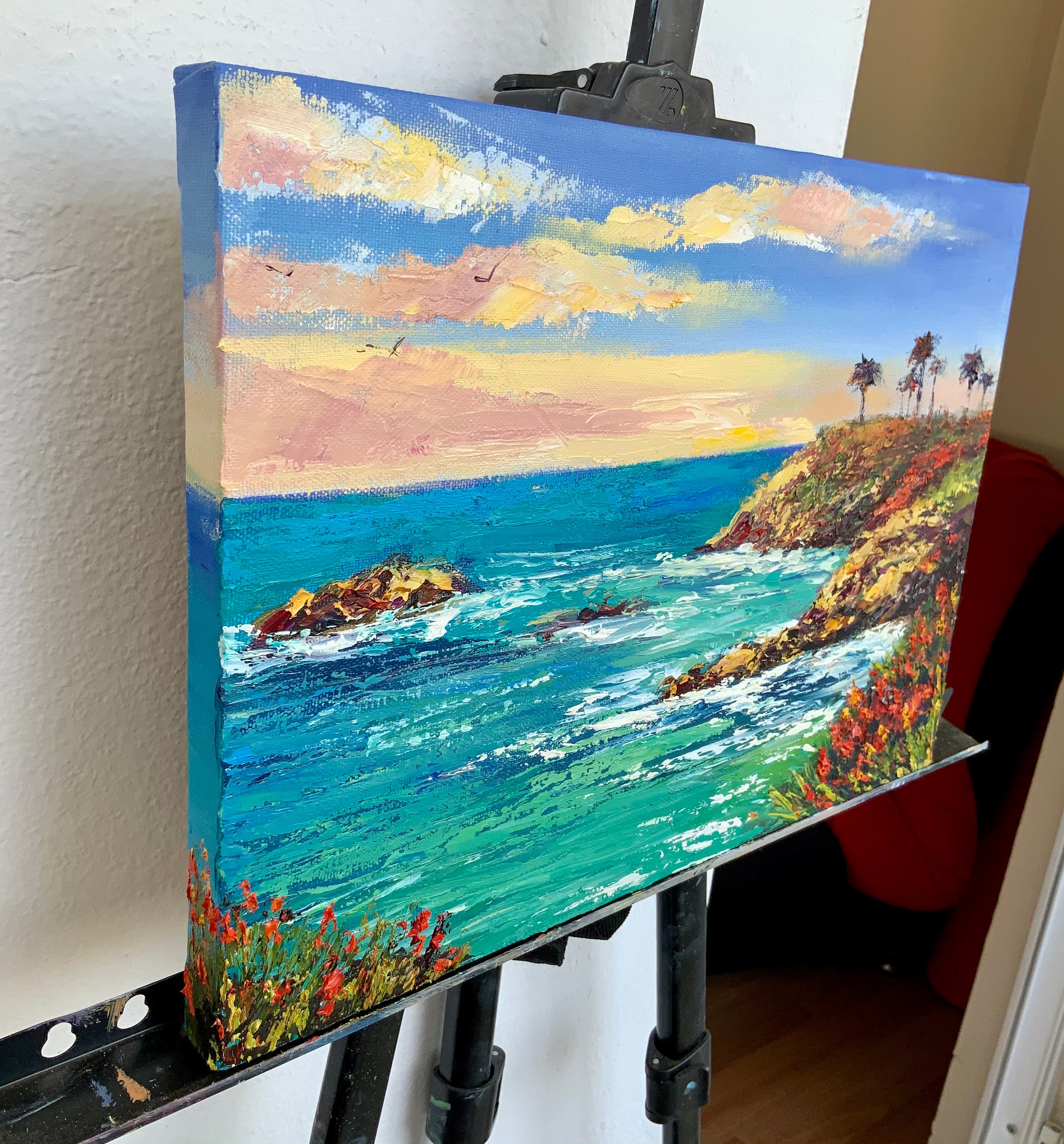 Laguna Beach Painting Original Art Seascape 10by14Impasto Oil Etsy