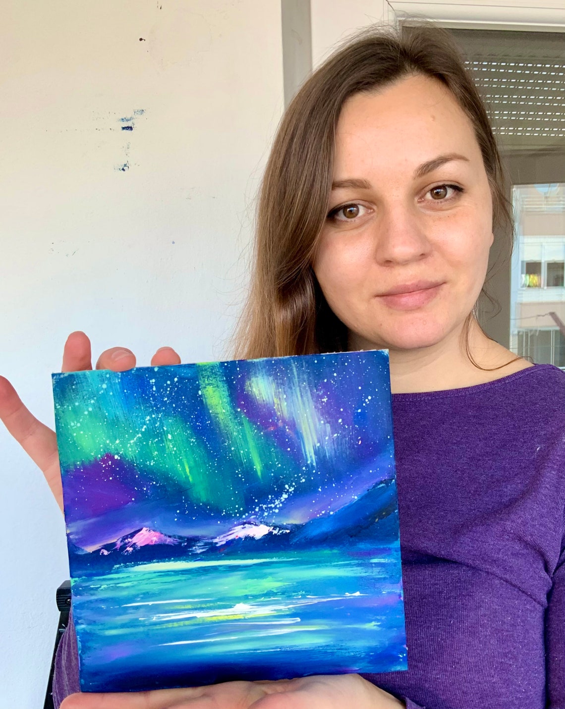 Northern Lights Painting Original Painting Oil Painting Etsy