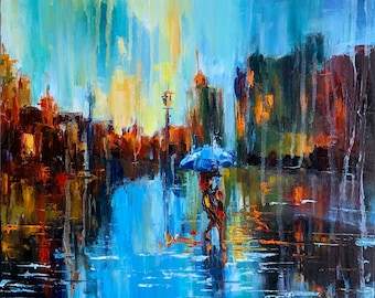 Woman in the Rain Original Painting - Etsy Australia