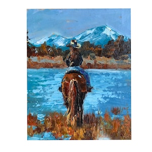 Cowgirl   Painting Western Original Art Texas Painting  Horse Painting Original Oil Painting Mountain Painting