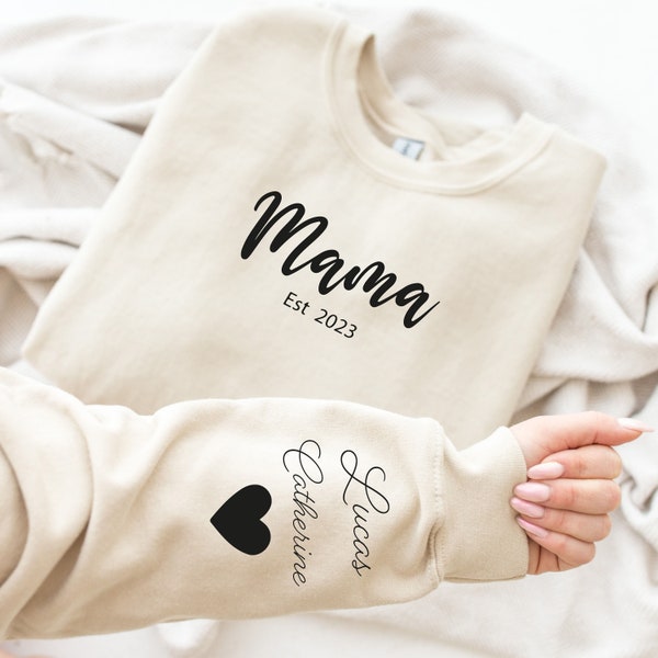 Mama Est 2023 Sweatshirt,Custom Mama Shirt,Personalized Mama,Birthday Gift for Mom,New Mom Gift,,Mom Crewneck Sweatshirt,Shirt with Kid Name