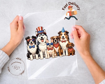 Patriotic Dogs 4th of July USA Design DTF Transfer (Ready To Press)
