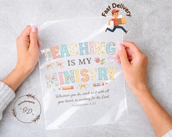 Christian Teacher DTF Transfer, Bible Verse Ministry Design, Colossians 3:23 Heat Press