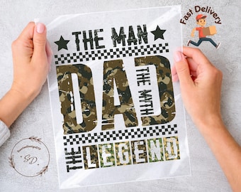 Dad DTF Transfer, Camo Shirt Design, Military Father's Day Print