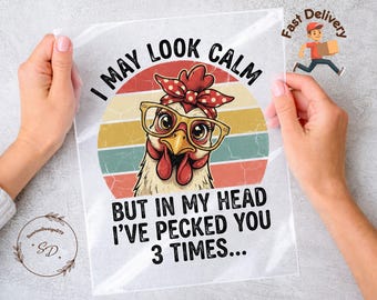 Funny Chicken DTF Transfer, Retro Hen Design, Farm Life Graphic, Country Tee Print
