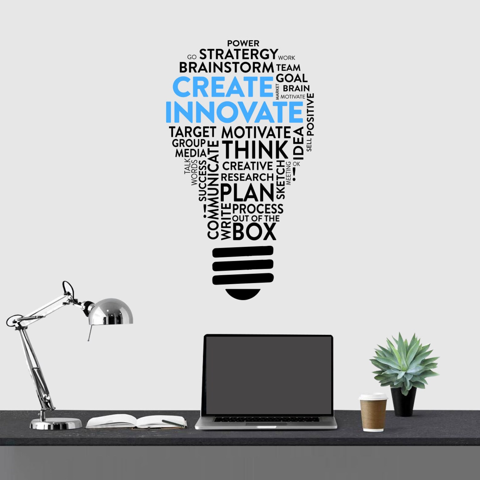 Create Innovate Inspirational Quote Office Wall Decals Wall Etsy UK