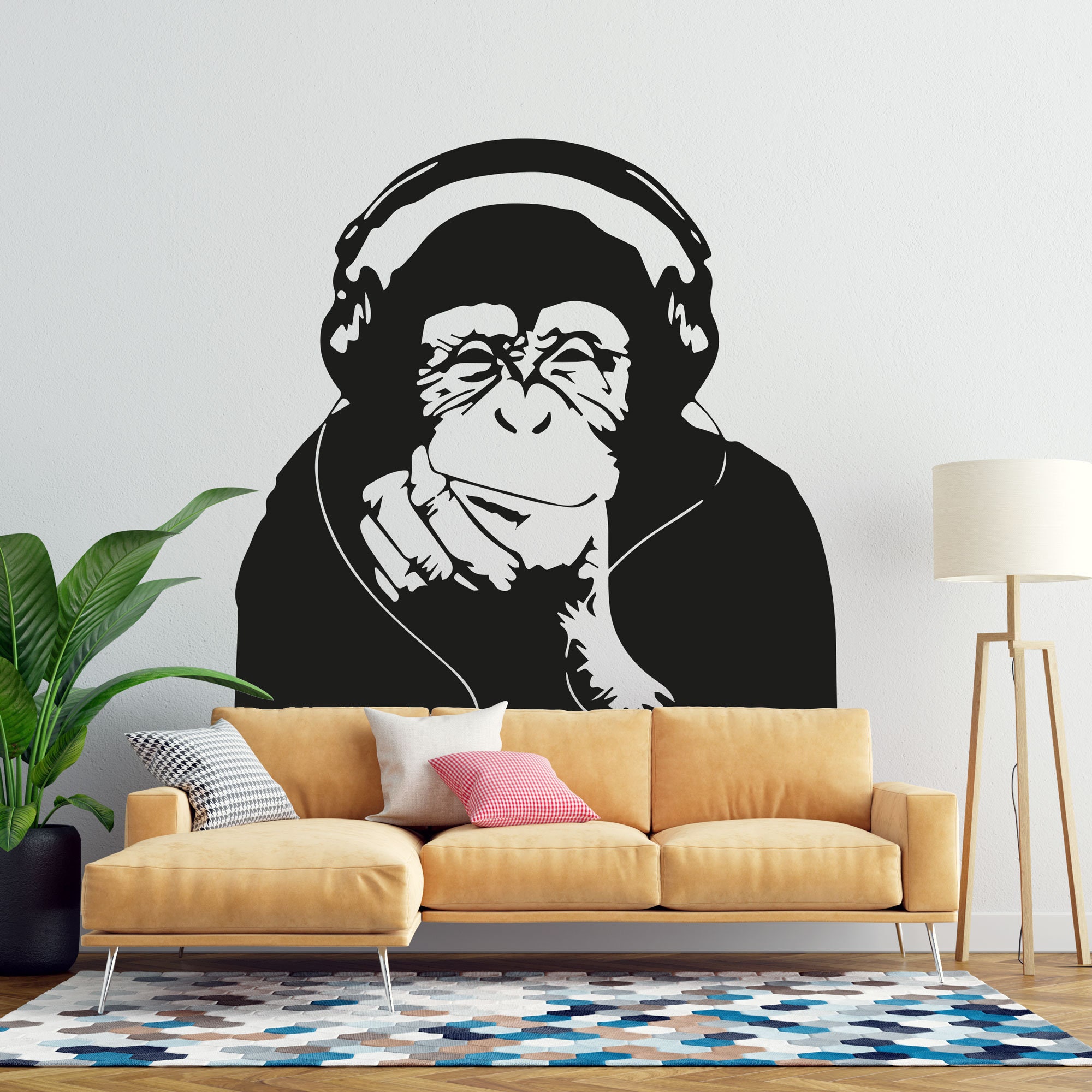 Banksy Thinking Monkey Vinyl Wall Decal Thinker Smart Decal DJ
