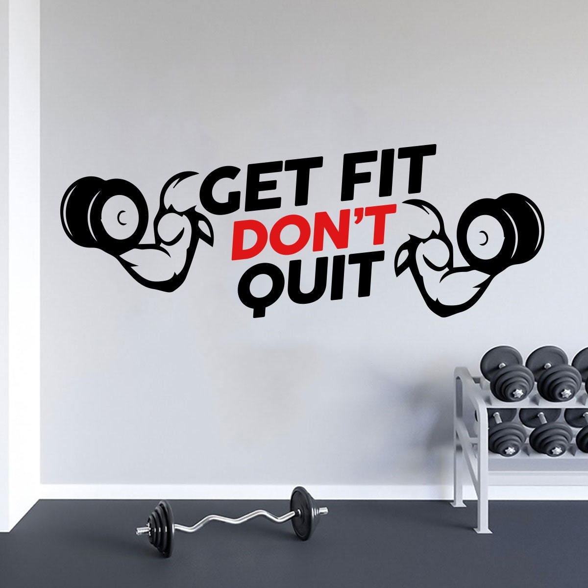 Get Fit Dont Quit Home Gym Wall Decal Home Gym Vinyl Wall Etsy Canada