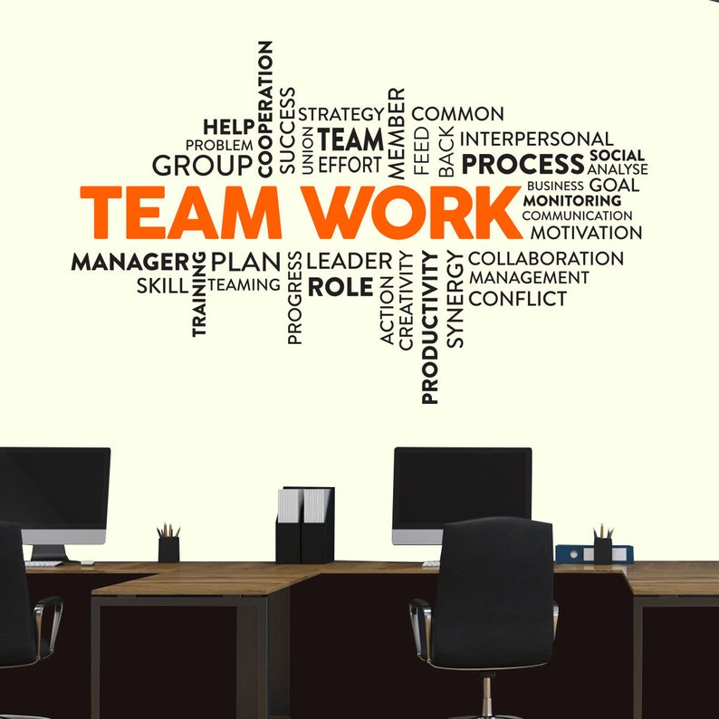 Teamwork Inspirational Quote Office Wall Sticker Etsy