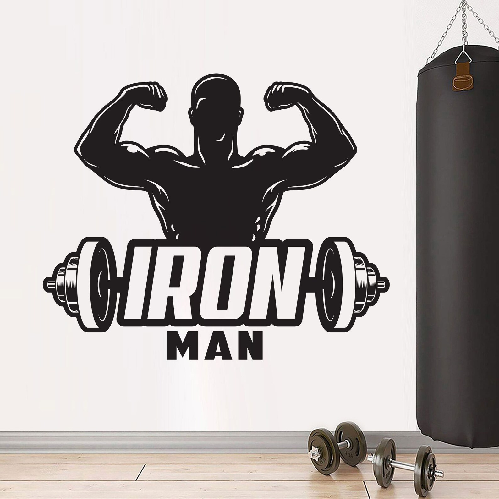 Iron Man Home Gym Fitness Wall Decal Iron Man Weight Lifting Etsy