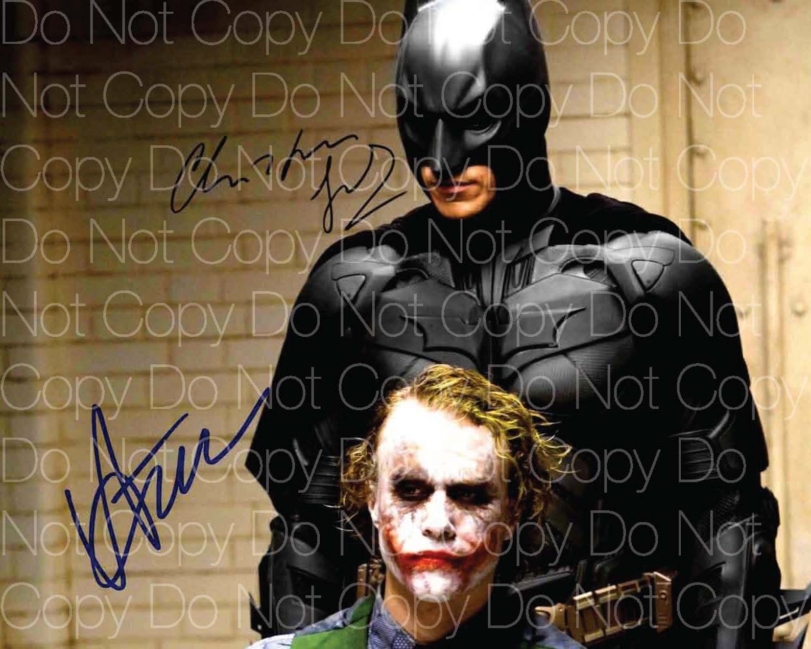 The Dark Knight Joker Heath Ledger Christian Bale signed | Etsy