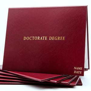 Personalized Document Cover for Doctorate Degree | Non-Padded Faux Leather with Metallic Foil in Serif Font