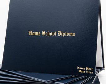 Personalized Home School Diploma Cover: Faux Leather Metallic Foil
