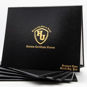 Proofing Included: Personalized Document Cover w/ Logo & Text | Non-Padded Faux Leather with Metallic Foil