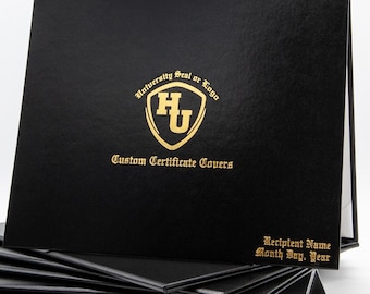 Proofing Included: Personalized Document Cover w/ Logo & Text | Non-Padded Faux Leather with Metallic Foil