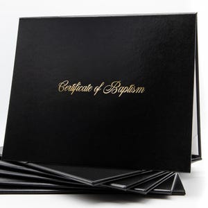 Customizable Certificate of Baptism Cover | Non-Padded Faux Leather with Metallic Foil