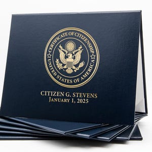 US Citizenship Certificate Cover | Personalized Non-Padded Faux Leather with Metallic Foil