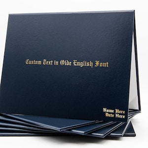 Text Only Document Cover | Personalized Old English Font on Non-Padded Faux Leather with Metallic Foil