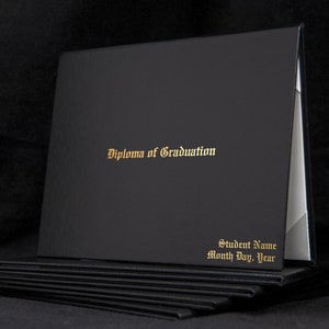 Diploma of Graduation Tent-Style Document/Diploma/Award/Certificate Cover •Personalized •Non-Padded •Faux Leather •Metallic Foil Print