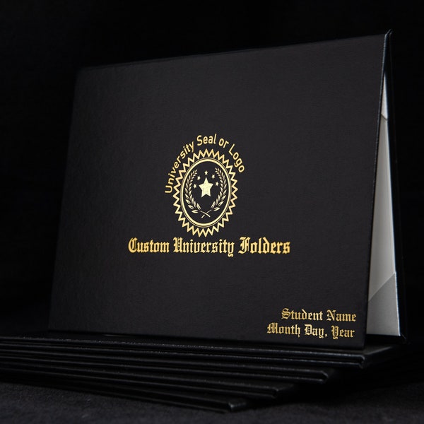 Customizable Classic Tent Cover (for Logos & Text) - Holds Document, Diploma, Award or Certificate - Hardback Textured Leatherette Folder