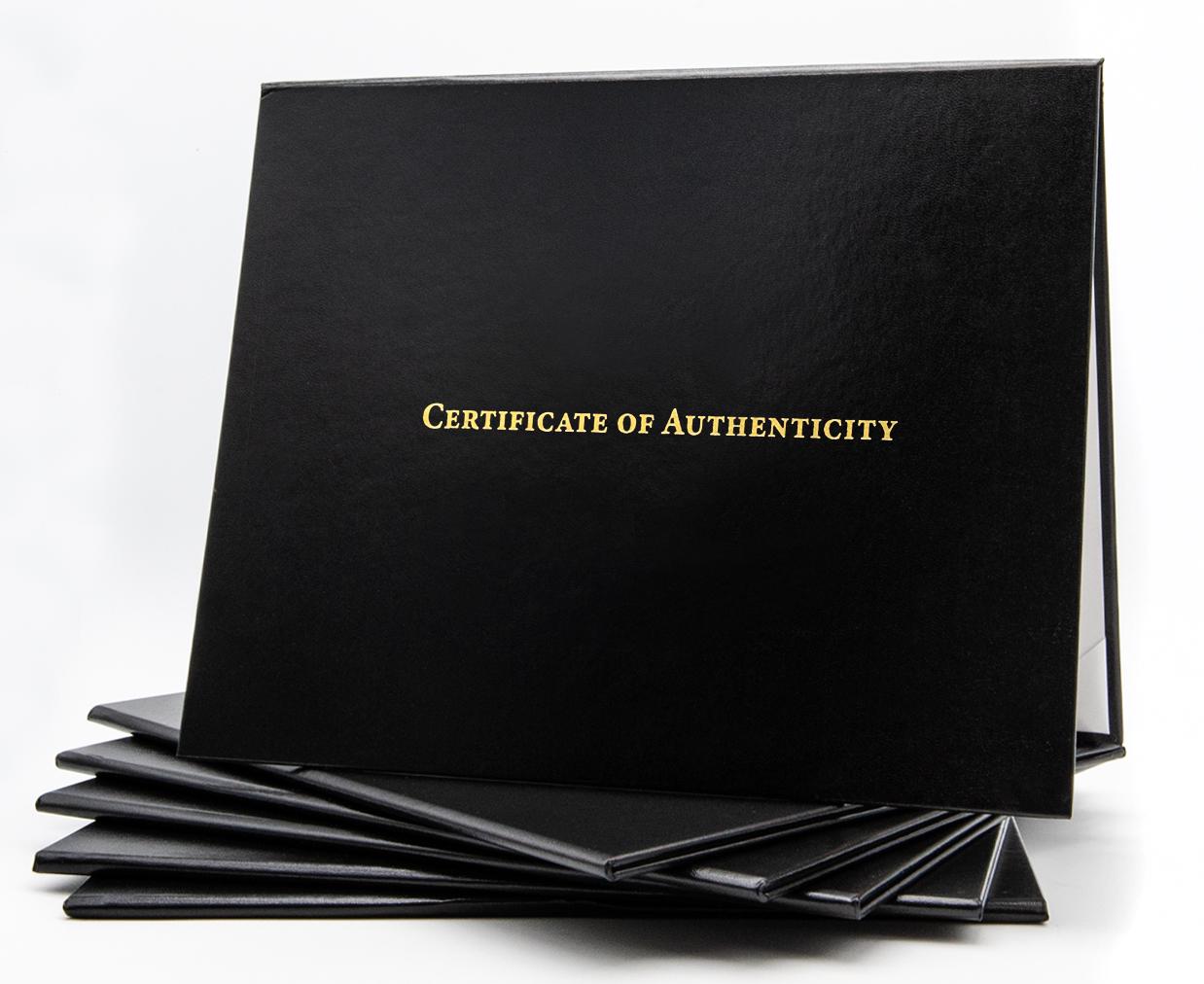 Classic Certificate of Authenticity Cover Non-Padded Faux Leather with Metallic Foil