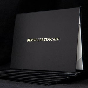Protège-documents pour certificat de naissance - Personnalisable en forme de tente •Non rembourrée •Similicuir •Impression métallisée