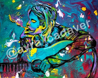 Kurt Cobain Nirvana original artwork print by Avra.