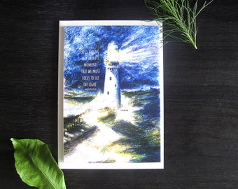Inspirational Greeting Card, Handmade Greeting Card, Lighthouse Greeting Card