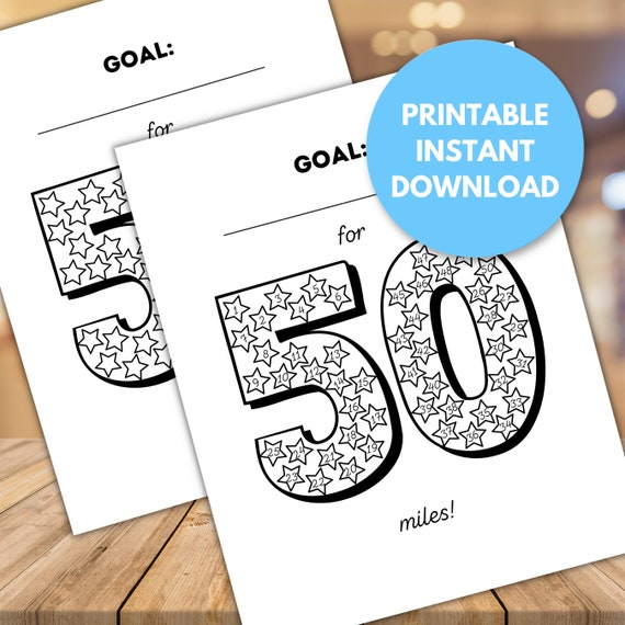 50 Mile Challenge Tracker Printable Habit Tracker Instant - Etsy