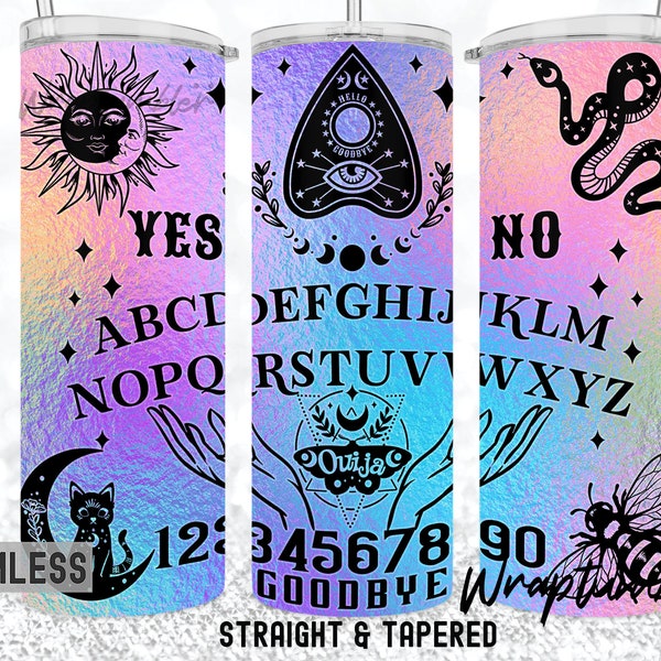 Halloween Ouija board 20oz Skinny Tumbler Witch's Mystical Talking Spiritual PNG Spirit Board Gothic Majick Wrap Sublimation Design Template