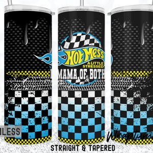 HOT MESS Mama of Both 20oz Skinny Racing Family Matching Set of Boymama Girlmama Mama&#39;s tumbler Wrap Kids Water Bottle Sublimation Templates