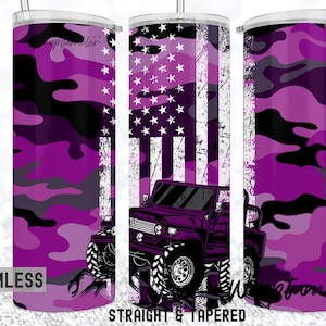 Purple Camouflage 20oz Skinny Tumbler Adventure Off Road Distress American Flag Tumbler Design Sublimation Wrap Template Adventures Life PNG