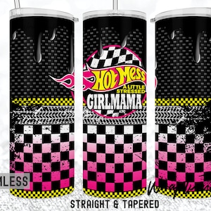 HOT MESS Boymama Girlmama Set Matching 20oz Skinny 12oz Flip Top Sippy Race Mama's Girl tumbler Wrap Kids Water Bottle Sublimatie Sjablonen afbeelding 5