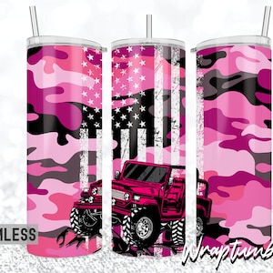 Pink Camouflage 20oz Skinny Tumbler Adventure Off Road Distress American Flag Tumbler Designs Sublimation Wrap Template Adventures Life PNG