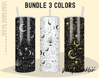 Bundle Magic Witch Hand Tumbler, Doodle Celestial Moon & Sun Tumble, Halloween Tumbler, Magic hand Skinny Tumbler, 20oz skinny 6 Files png
