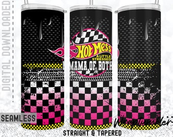 HOT MESS Mama van beide 20oz Skinny Racing Family Matching Set van Boymama Girlmama Mama's tuimelaar Wrap Kids Water Bottle Sublimation Templates