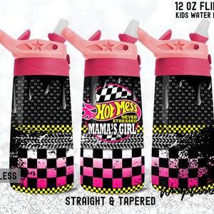 HOT MESS Boymama Girlmama Set Matching 20oz Skinny 12oz Flip Top Sippy Race Mama's Girl tumbler Wrap Kids Water Bottle Sublimatie Sjablonen afbeelding 4