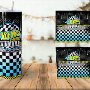 HOT MESS TWINMAMA of 20oz Skinny Racing Family of Boymama Girlmama Mama&#39;s tumbler Wrap Kids Water Bottle Sublimation Templates