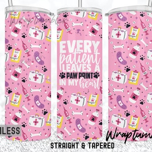 20oz Skinny Tumbler Pink Vet Tech Life Tierarzt Design Tierarzt TierPfote Druck in meinem Herzen Sublimation Digitaler Download