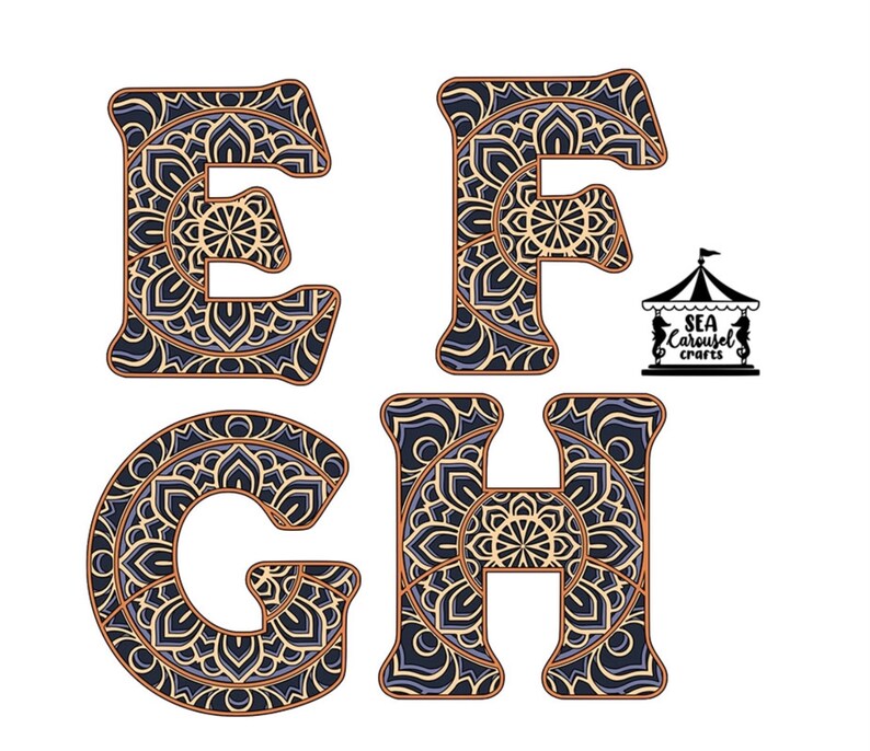 Download Art Collectibles Clip Art Digital Art Layered Paper Art 3d Alphabet Svg Abc Cricut Art 3d Monogram Letters Shadowbox Cricut Art Alphabet Mandala Svg