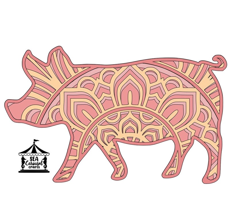 Download Clip Art Art Collectibles Pig Mandala Svg Pig Svg Layered Paper Art Shadowbox Cricut 3d Paper Art Cricut Paper Art Country Farm Svg