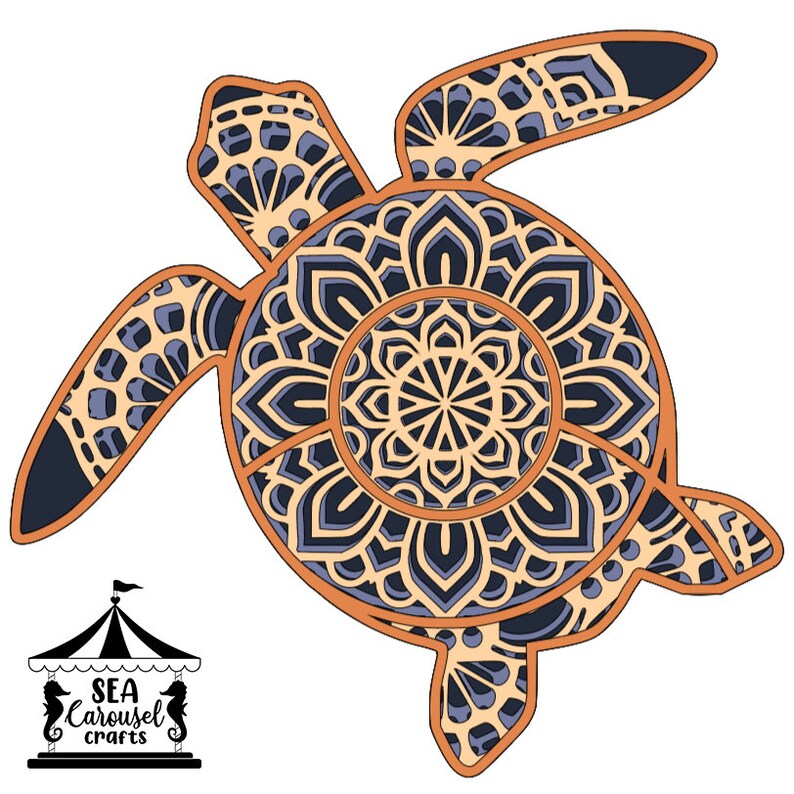 Download Sea Turtle Mandala SVG 3D Paper Art Ocean Aquarium Art | Etsy