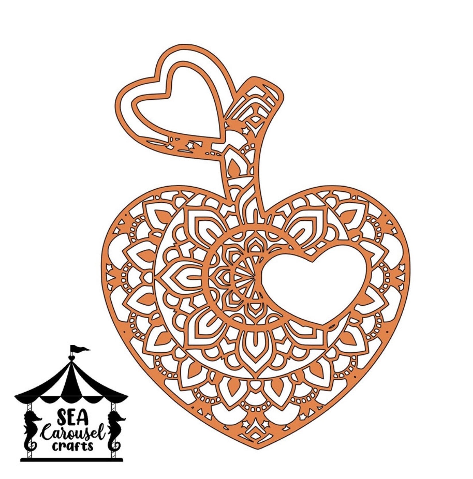 Download Apple Heart Mandala SVG 3D Paper Art Teacher Heart | Etsy