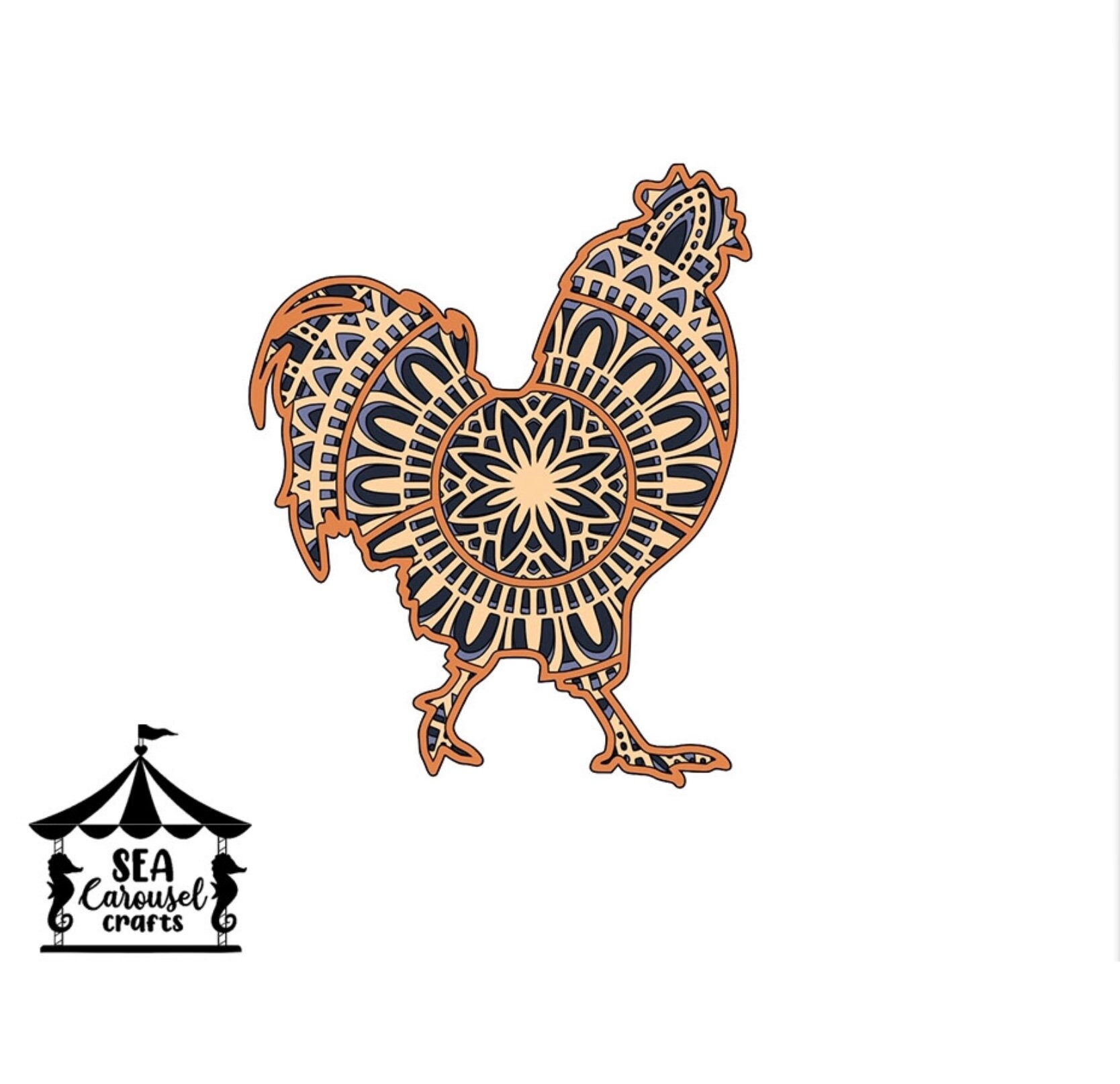 Download Rooster Mandala Svg 3d Paper Art Farm Country Cricut Etsy